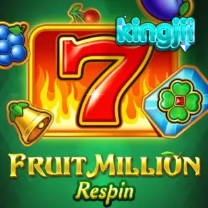 Fruit Million Respin slot gameplay interface na nagpapakita ng mga prutas at expanding wild symbols.